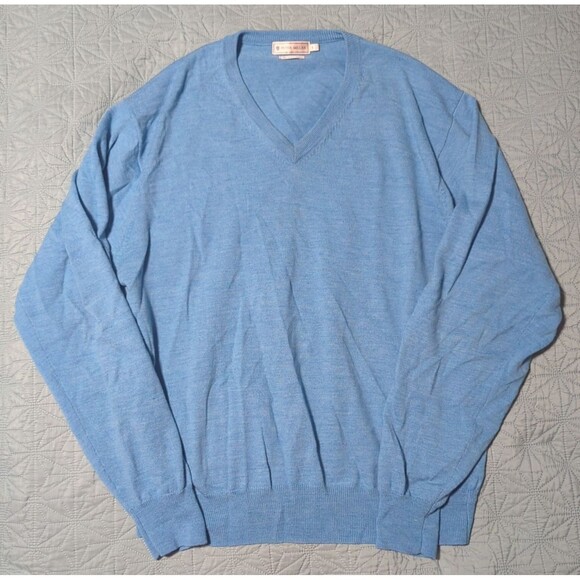 Peter Millar Other - Peter Millar Men's Sz L Merino Wool V-Neck Sweater Pullover Turquoise Blue Golf